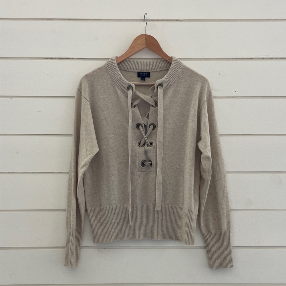 J.Crew Cashmere Grommet Tie Sweater size M